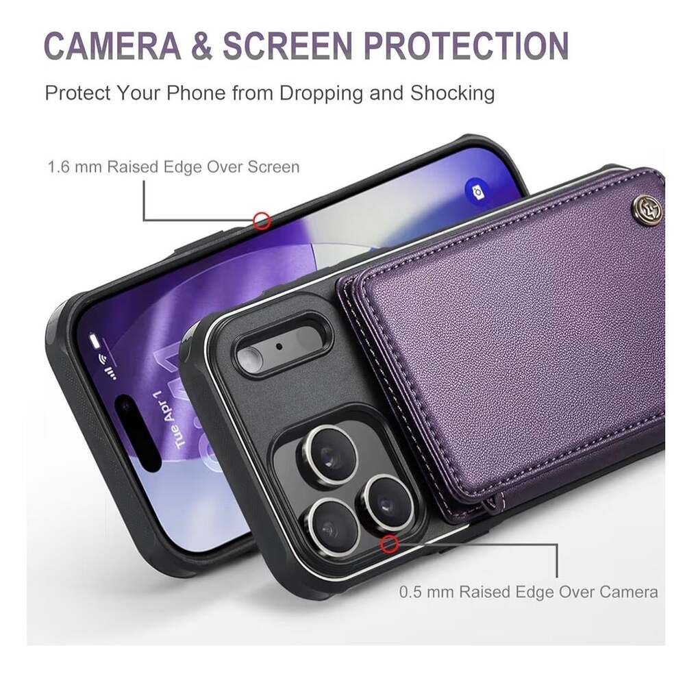 Vinich for iPhone 17 Pro Max Wallet Case with Card Holder, RFID Blocking (C42)